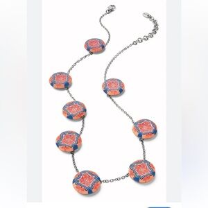 Swatch vintage Blue and pink Patterned statement Necklace